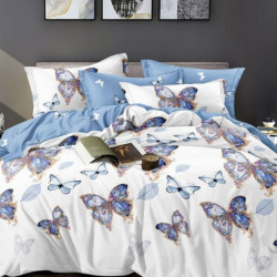 Lenjerie de Pat din Finet, Pat 2 Persoane, Blue Butterflies, FNJ-140