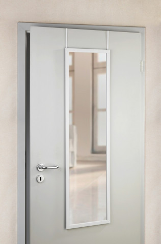 Oglinda suspendabila pe usa, Wenko, Arcadia, 30 x 120 cm, sticla/plastic, alb