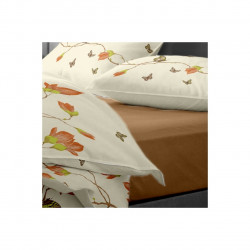 Lenjerie de pat dubla Magnolia Tree 01, 4 piese, 220 x 230 cm, 100% bumbac, bej/maro