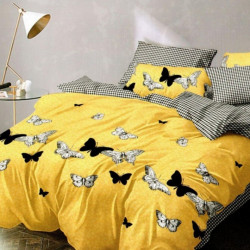 Lenjerie de Pat Finet Satinat, 6 Piese, Butterflies on Yellow, FNM-100