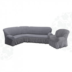 Set Huse Multielastice Jacquard, cu volan, pentru Coltar si Fotoliu