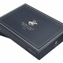 Lenjerie de pat pentru o persoana, Marine, Beverly Hills Polo Club, 3 piese, 160 x 240 cm, 100% bumbac ranforce, bleumarin/alb/verde