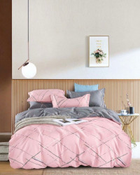 Lenjerie de Pat din Finet cu 2 Fete, 6 Piese, Pat 2 Persoane, Pink Line, FNJ-287