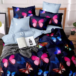 Lenjerie de Pat din Finet, Pat 2 Persoane, Pink Butterflies, FNJ-144