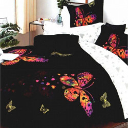 Lenjerie de Pat Finet Satinat, 6 Piese, Colorful Butterflies, FNM-103
