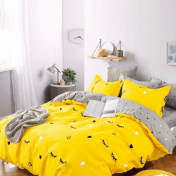 Lenjerie de Pat din Finet, Pat 2 Persoane, Yellow Eyelashes, FNJ-196