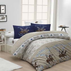 Lenjerie de pat pentru o persoana, Serenity, Beverly Hills Polo Club, 3 piese, 160 x 240 cm, 100% bumbac ranforce, multicolora