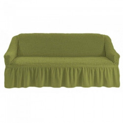 Husă Elastică și Creponată Bumbac, Canapea 3 Locuri, Verde, HC-03-12