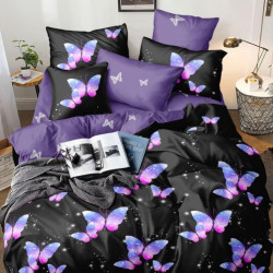 Lenjerie de Pat 1 Persoana, Finet, 4 Piese, Lilac Butterflies, FNJ1-92