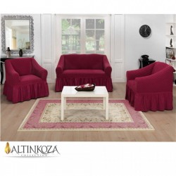 Set Huse Elastice Bicolore - Canapea 3 Persoane + 2 Fotolii - Siclam si Gri - Murdum