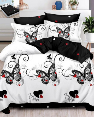 Set Lenjerie Finet, Cearceaf de Pat cu Elastic, 6 Piese, Pat 2 Persoane, Be Mine