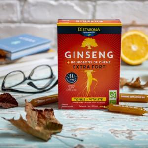 GINSENG EXTRA FORTE BIO- Extract de rădăcină de Ginseng, 20 fiole, 200ml, combate oboseala, revigorant