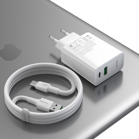 Incarcator Priza Baseus Mufa USB-C + Mufa USB, 30W, TZCCFS-H02 Foto 4 Powermag