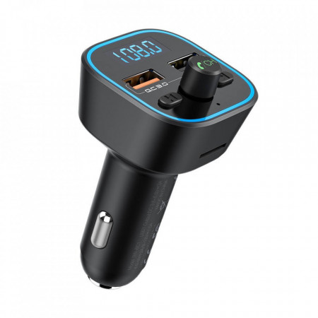 Modulatorf FM Incarcator Blitzwolf BW-BC1, Bluetooth 5.0, USB Charger, USB Audio, Micro SD Foto 2