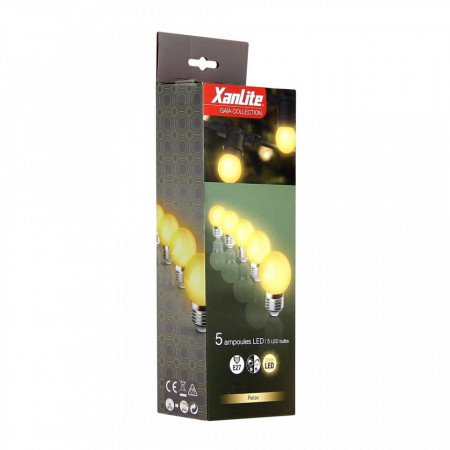 Set 5 becuri LED 4W Xanlite montura E27 G45, Vintage transparent, pentru ghirlande-ft1