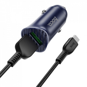 Incarcator-auto-Hoco-z39-2-USB-QC3.0-18W-Cablu-micro-USB-blue-foto(2)