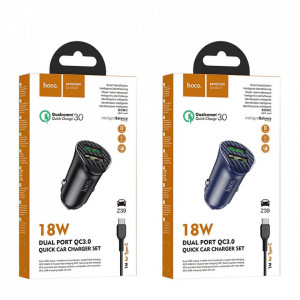 Incarcator-auto-Hoco-z39-2-USB-QC3.0-18W-cablu-usb-c-blue-foto(4)