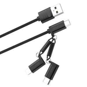 Cablu incarcare 3 in 1 Fast Charge, Micro USB/Tip C/Lightning la USB, Golf 2.4A
