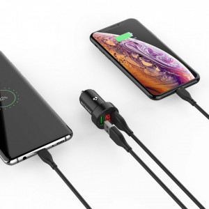 Incarcator Auto Blitzwolf BW-SD6, Dual USB, Fast Charge Qulacomm QC3.0, 24W, Negru Foto4