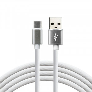 Cablu date Type-C Everactive, invelis Silicon, fast-charge, 3A, 1.5m, alb