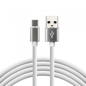 Cablu date Type-C Everactive, invelis Silicon, fast-charge, 3A, 1m, alb