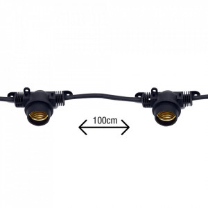 Cablu ghirlanda luminoasa 12m-10 becuri LED 2W, E27 IP65, culoare lumina alb neutru-ft4