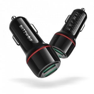 Incarcator Auto Blitzwolf BW-SD5, Dual USB, Fast Charge Qulacomm QC3.0, 25W, Foto3