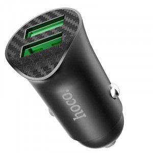 Incarcator auto Hoco Z39 Farsighted, 2 x USB QC3.0 18W, Black