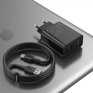 Incarcator Priza Baseus PPS Quick Charger, Mufa USB-C + Mufa USB, 30W incarcare rapida, cablu inclus, TZCCFS-H01, foto 4