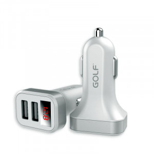 Incarcator telefon auto universal, Golf Quick Charge, LED Display, 2 x USB, 2.1A
