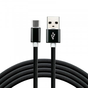 Cablu telefon everActive silicon USB la USB-C/Type-C, fast-charge, 3A, 1m, black