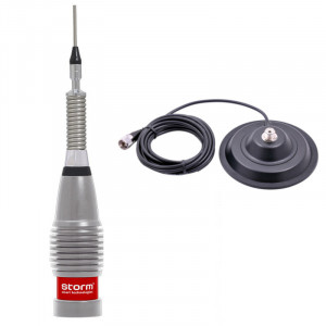 Antena Radio CB Storm ML145 Turbo Silver, cu Baza Magnetica Megawat 145PL