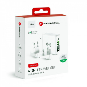 Incarcator Priza Forcell 15W, Multifunctional, QC3.0 Functie power bank 8000mAh si Incarcare Wireless foto 2