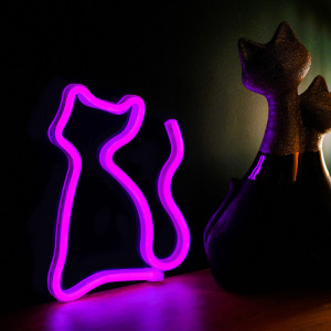 Ornament interior Neon LED Pisicuta Roz