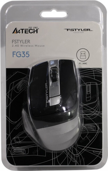 Bežični miš, optički A4Tech A4-FG35 GREY, 2.4Ghz, 125Hz/1000-1600-2000Dpi, 105mm, USB