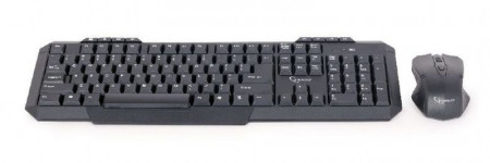 Bežična tastatura plus bežični miš GEMBIRD KBS-WM-02 (Crna) USB nano prijemnik, Membranski tasteri, EN (US), Alkalna baterija