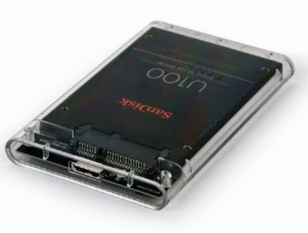 Externo kuciste USB 3.0 za 2.5" SATA hard diskove 9,5mm transparentni, Gembird EE2-U3S9-6