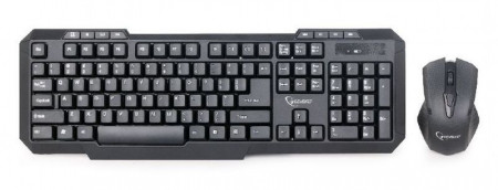 Bežična tastatura plus bežični miš GEMBIRD KBS-WM-02 (Crna) USB nano prijemnik, Membranski tasteri, EN (US), Alkalna baterija