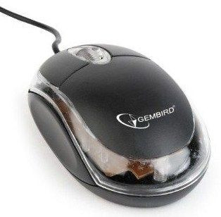 USB Opticki miš Gembird MUS-U-01-BKT, USB 1000Dpi black/transparent