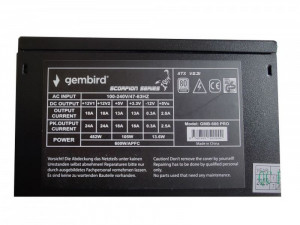Napajanje ATX Gembird GMB-600-PRO napajanje 600W 80+ BRONZE, PFC,12cm FAN, 20+4pin, 2x4pin,2x 6+2pin, 5xSATA, 2xIDE