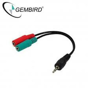 Adapter, Splitter audio plus mikrofon muški RJA 3.5mm (4 pin) na RJA 2x 3.5 mm (slusalice i mikrofon), Gembird CCA-417, 0.2 m beli