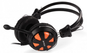 Gejmerske slušalice s mikrofonom, A4Tech A4-HS-28-3, 40mm/32ohm, black/orange, 2x3.5mm