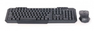 Bežična tastatura plus bežični miš GEMBIRD KBS-WM-02 (Crna) USB nano prijemnik, Membranski tasteri, EN (US), Alkalna baterija