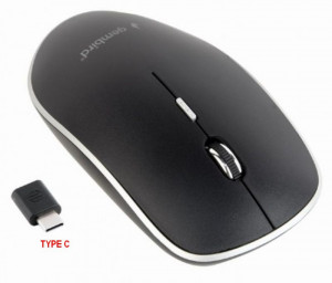 Bežični miš Gembird MUSW-4BSC-01, Type C dongle konektor, 2,4GHz opticki USB 800-1600Dpi black 115mm