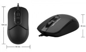 USB Opticki miš A4Tech A4-FM12 BLACK Fstyler, 1200Dpi, 108mm, USB