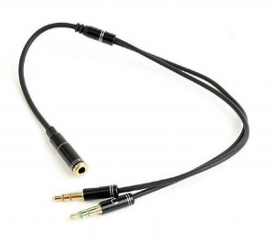 Audio Y Splitter Headphone Mic Cable Female to 2x3.5mm Male adapter Gembird CCA-418M 3.5mm