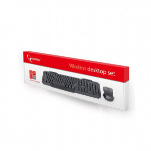 Bežična tastatura plus bežični miš GEMBIRD KBS-WM-02 (Crna) USB nano prijemnik, Membranski tasteri, EN (US), Alkalna baterija