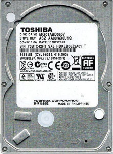 HDD interni 2.5" 500GB TOSHIBA MQ01ABD050V 5400RPM 16MB 9.5mm SATA