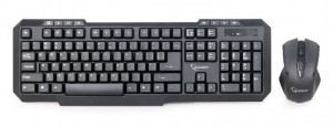 Bežična tastatura plus bežični miš GEMBIRD KBS-WM-02 (Crna) USB nano prijemnik, Membranski tasteri, EN (US), Alkalna baterija