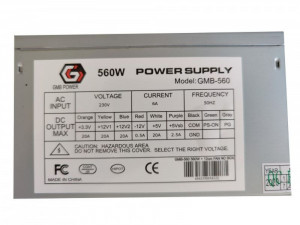 Napajanje ATX Gembird GMB-560-12 no BOX ** napajanje 560W 12cm FAN, 20+4pin, 4pin 12V,2xSATA 2xIDE bez kutije(876)